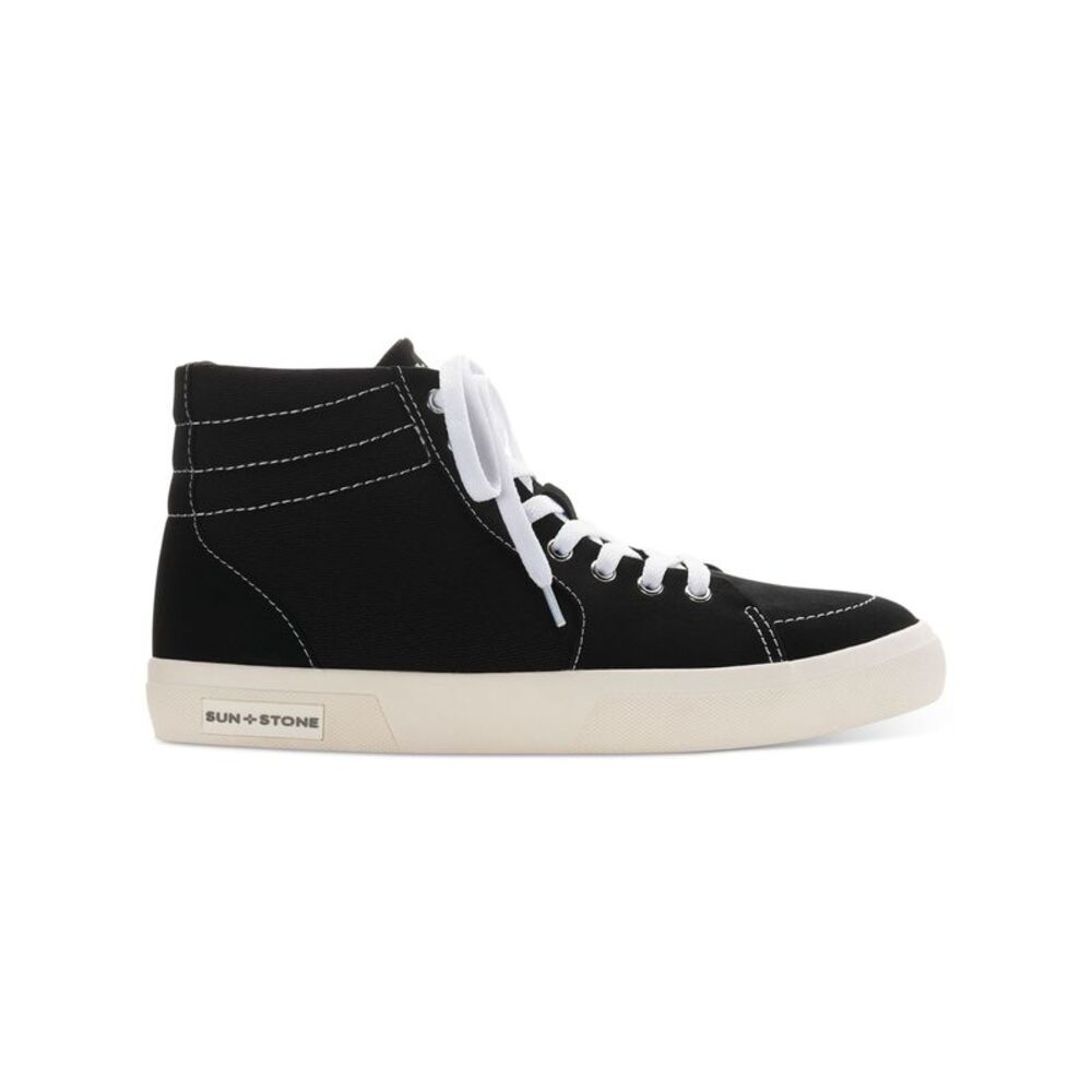 SUN STONE Mens Black Jett Round Toe Platform Lace-Up Sneakers Shoes 8.5 M